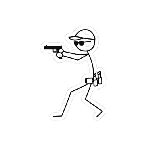 Minimalist Shooting Man Silhouette Kiss-Cut Sticker - Perfect for Gun Enthusiasts