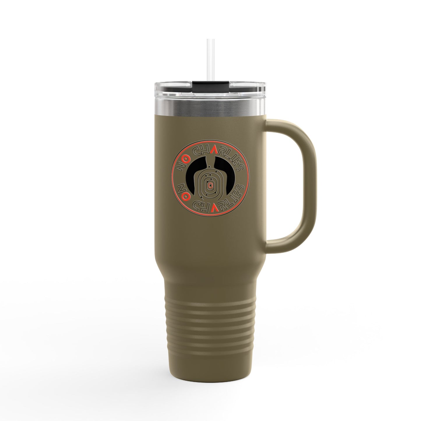 Insulated Travel Mug - 40oz with ‘No Charlies’ logo | Perfect for On-the-Go Coffee Lovers | Ideal Gift for Holidays & Celebrations