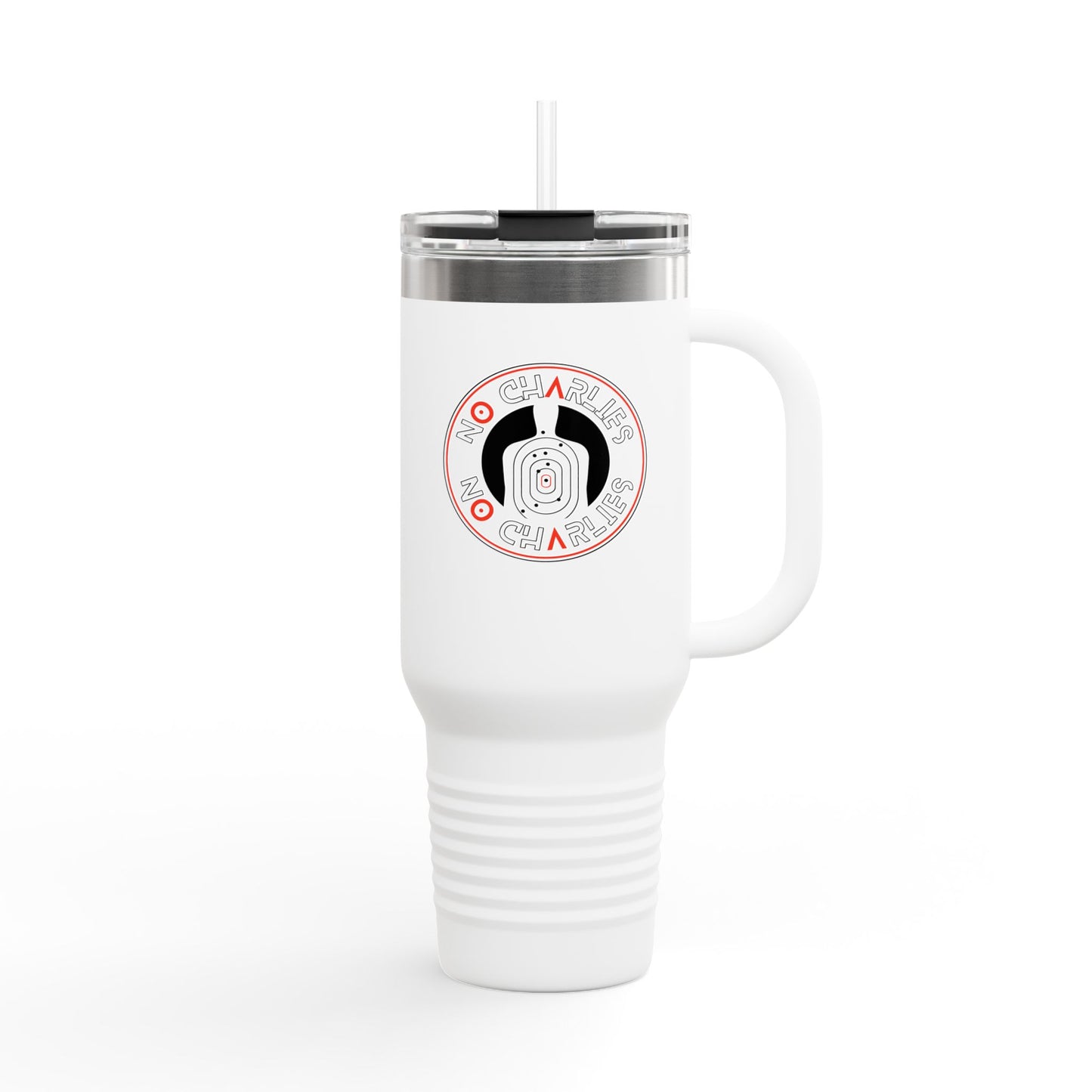 Insulated Travel Mug - 40oz with ‘No Charlies’ logo | Perfect for On-the-Go Coffee Lovers | Ideal Gift for Holidays & Celebrations