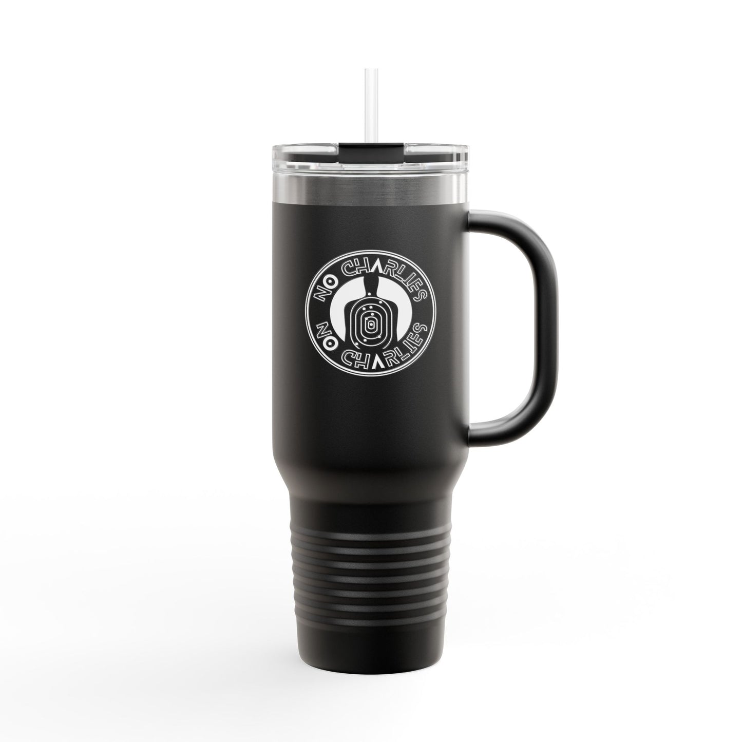 Insulated Travel Mug - 40oz with ‘No Charlies’ logo | Perfect for On-the-Go Coffee Lovers | Ideal Gift for Holidays & Celebrations