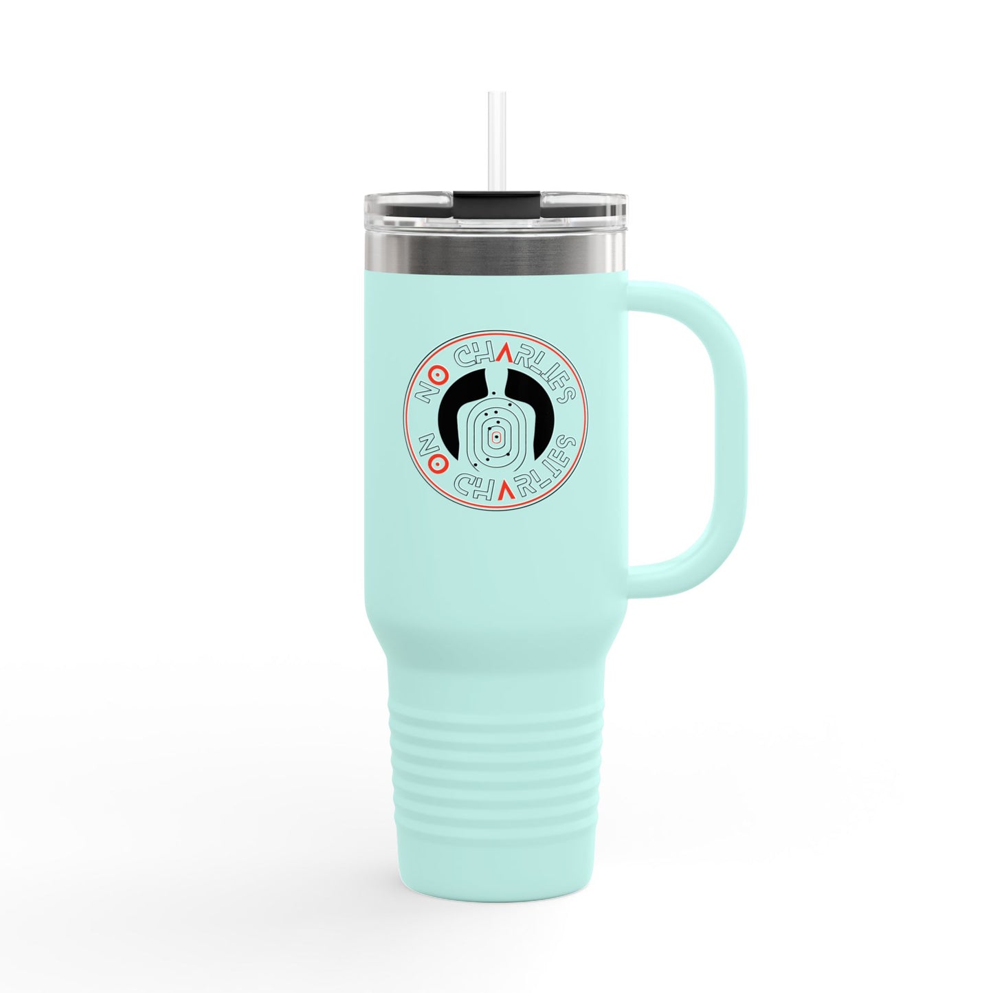 Insulated Travel Mug - 40oz with ‘No Charlies’ logo | Perfect for On-the-Go Coffee Lovers | Ideal Gift for Holidays & Celebrations
