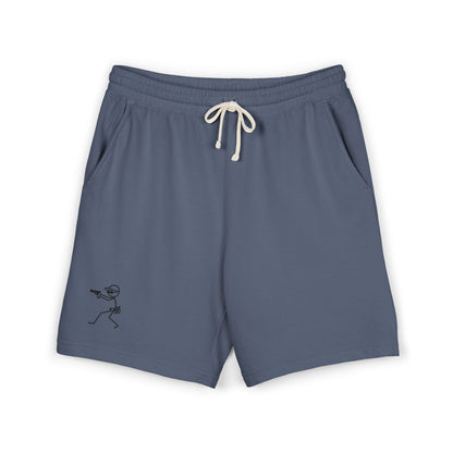 Fleece Sweat Shorts — Minimal Stick Figure Surfing Graphic