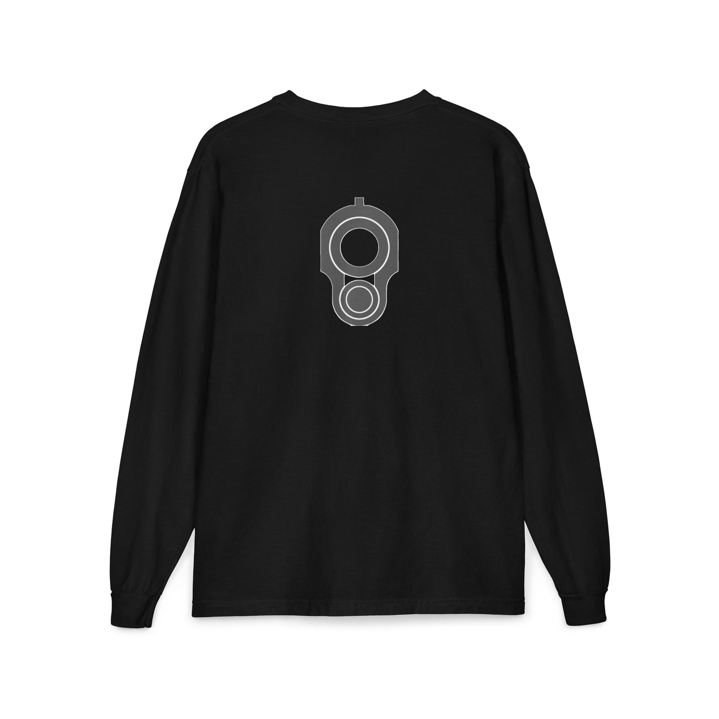 Graphic Pocket Long Sleeve Shirt — Minimal Gun Barrel Design