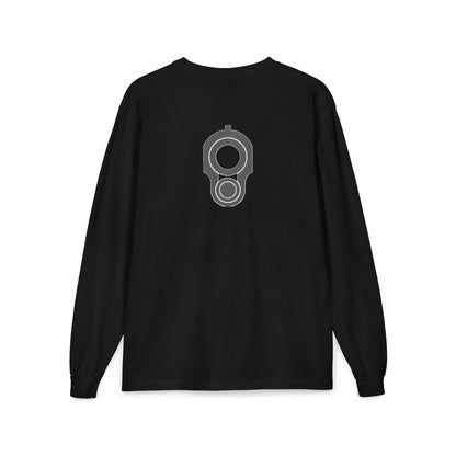 Graphic Pocket Long Sleeve Shirt — Minimal Gun Barrel Design