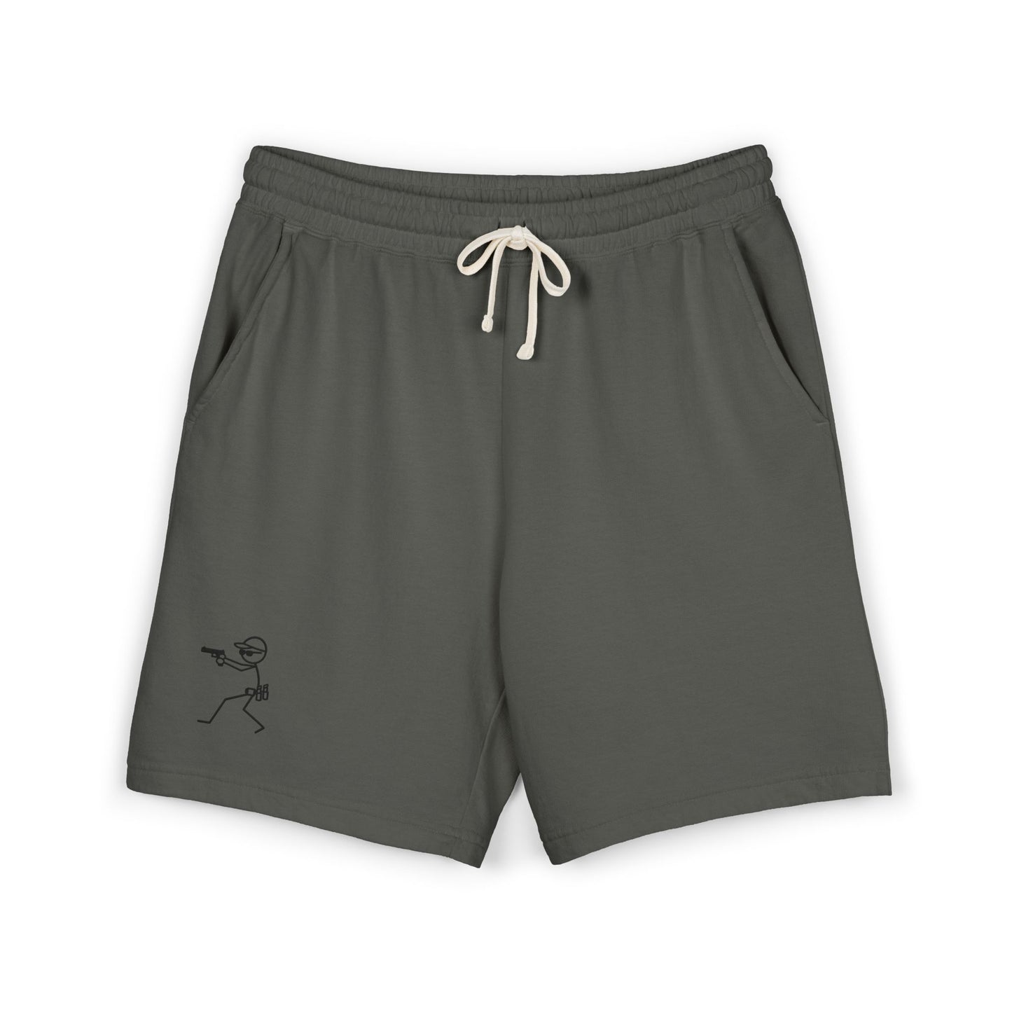 Fleece Sweat Shorts — Minimal Stick Figure Surfing Graphic