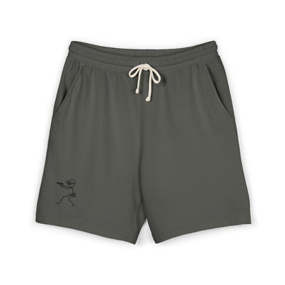 Fleece Sweat Shorts — Minimal Stick Figure Surfing Graphic