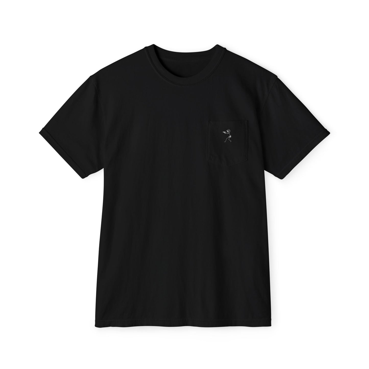 Pocket T-Shirt — Minimal Front Pocket Logo & Back Revolver Graphic Tee