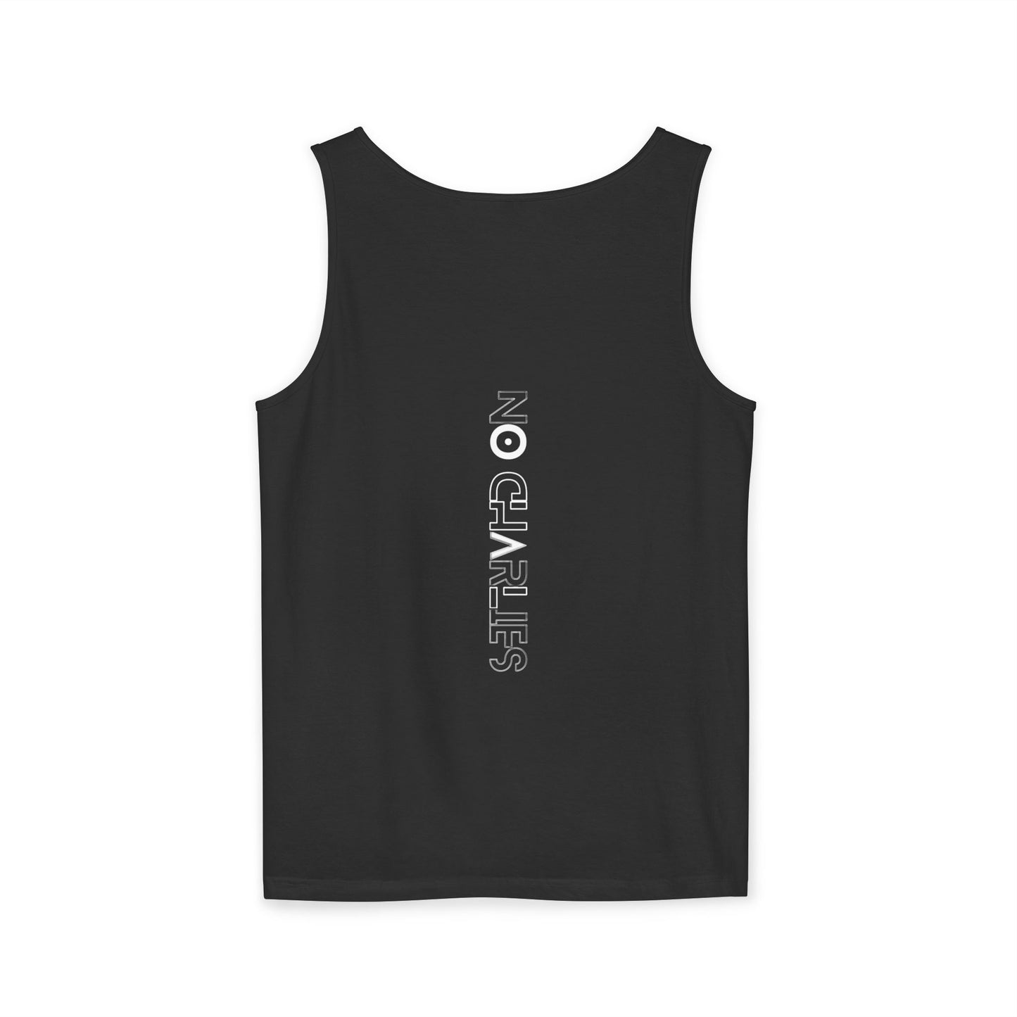 Stick Figure Shooter Tank Top — “No Charles” Graphic