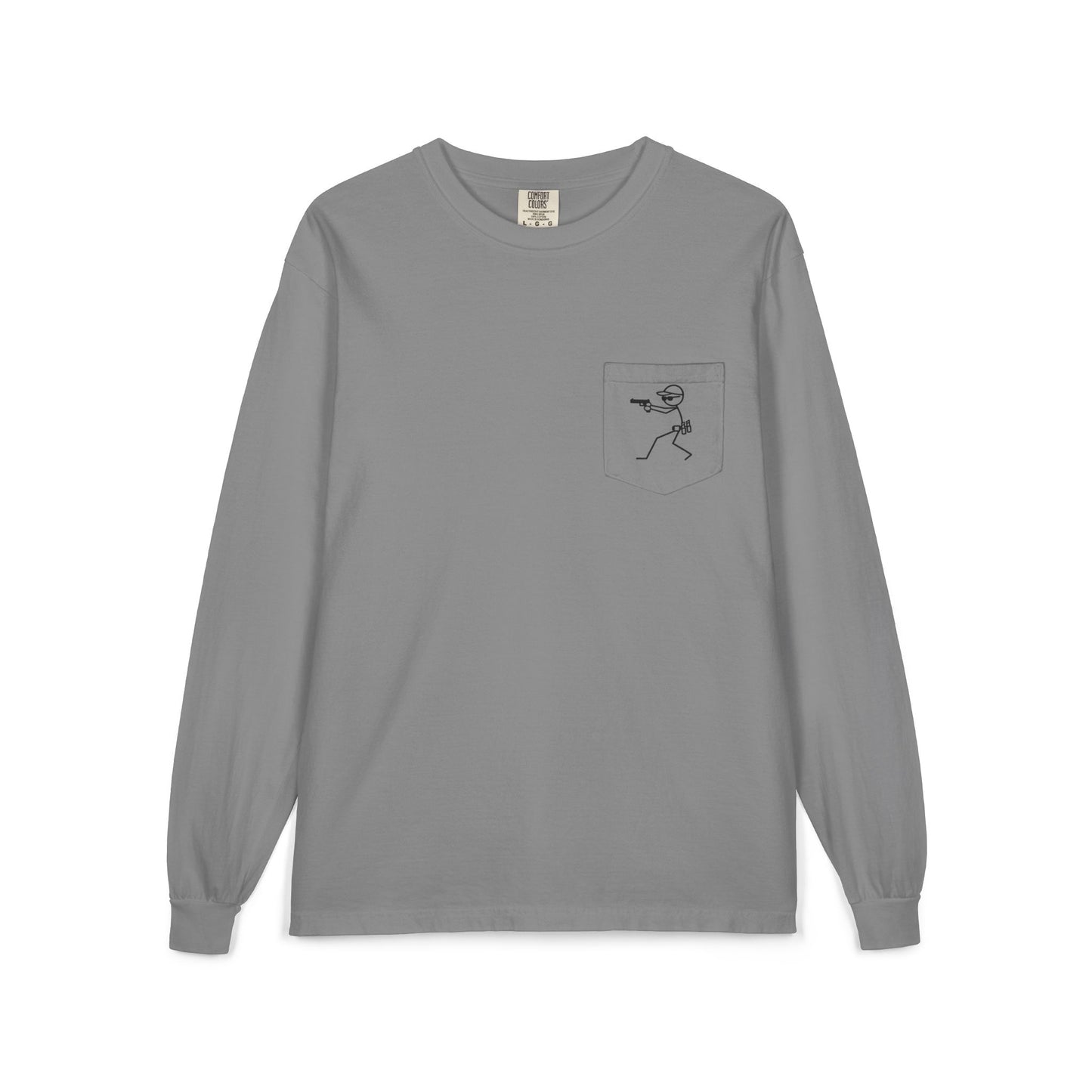Graphic Pocket Long Sleeve Shirt — Minimal Gun Barrel Design
