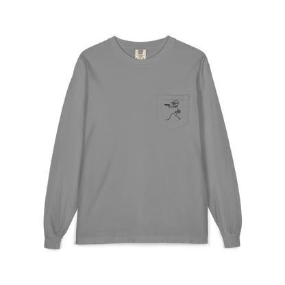 Graphic Pocket Long Sleeve Shirt — Minimal Gun Barrel Design