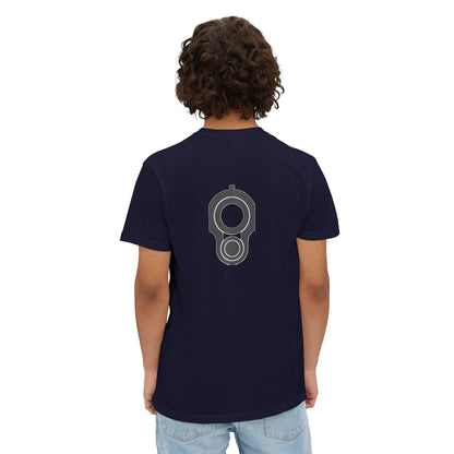 Pocket T-Shirt — Minimal Front Pocket Logo & Back Revolver Graphic Tee