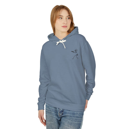 Distressed American Flag Hoodie with Tactical Stick Figure Accent