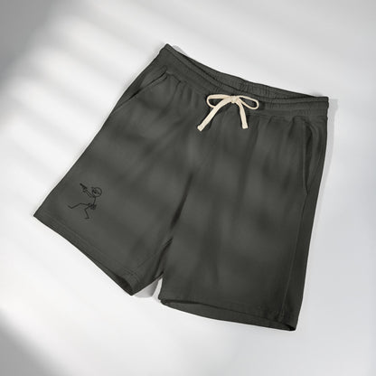 Fleece Sweat Shorts — Minimal Stick Figure Surfing Graphic
