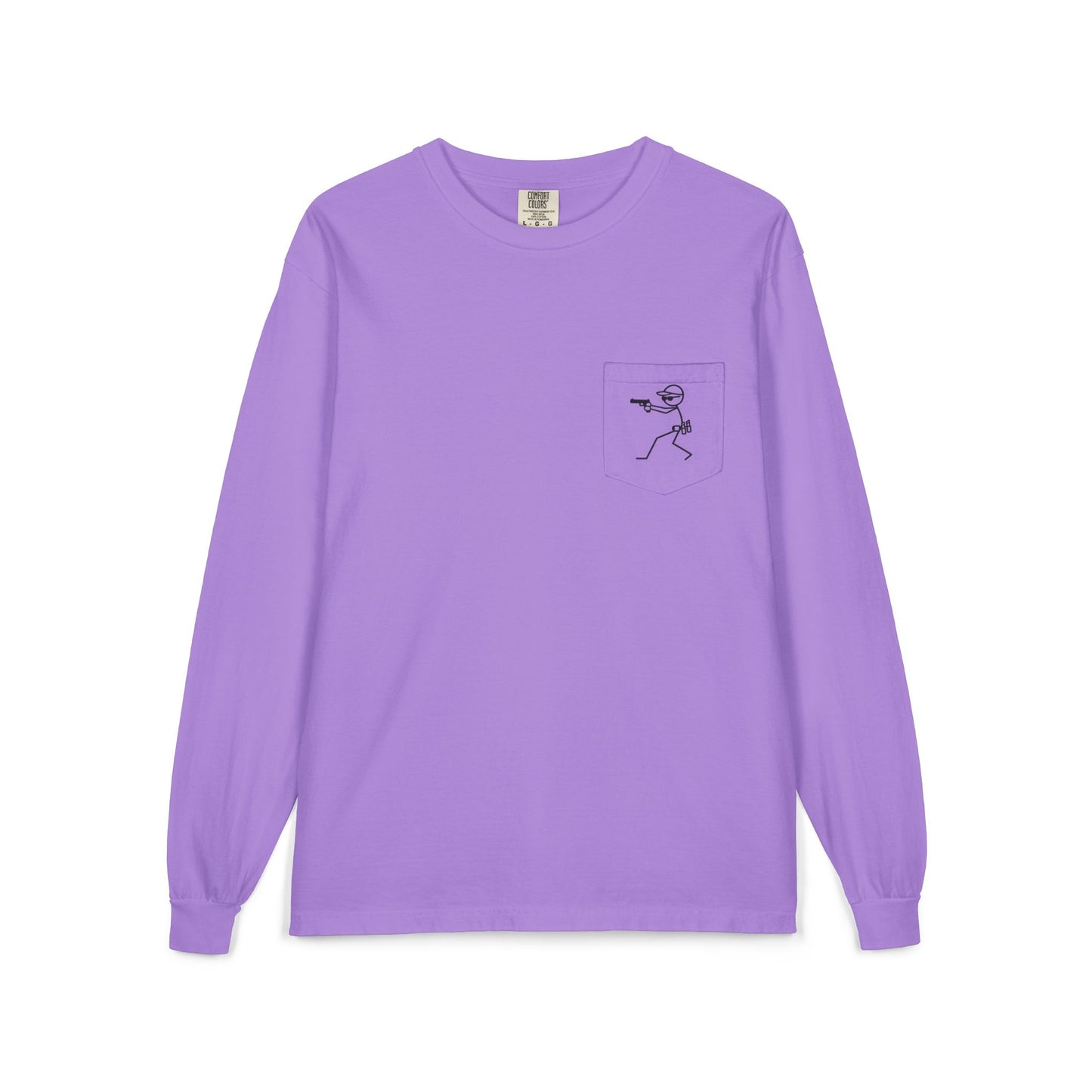 Graphic Pocket Long Sleeve Shirt — Minimal Gun Barrel Design
