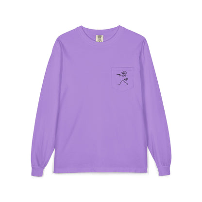 Graphic Pocket Long Sleeve Shirt — Minimal Gun Barrel Design
