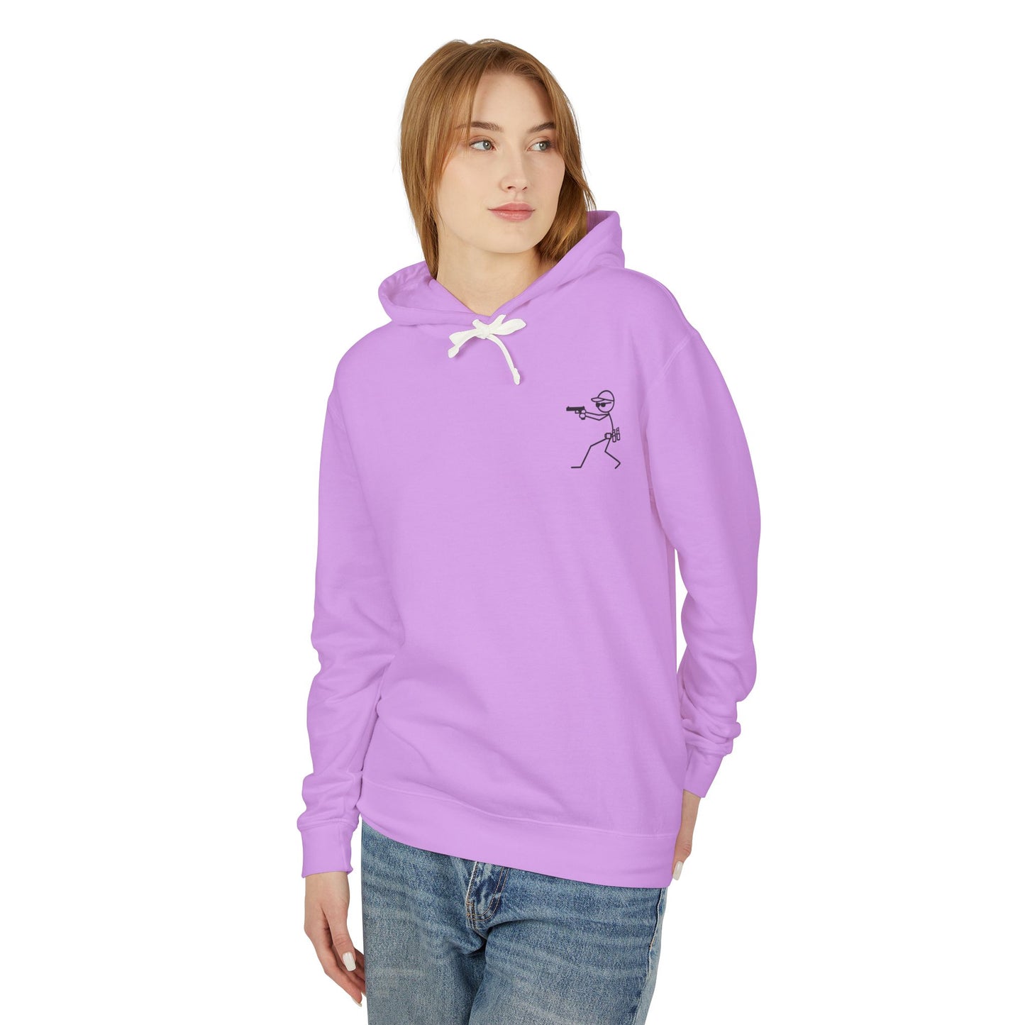 Distressed American Flag Hoodie with Tactical Stick Figure Accent