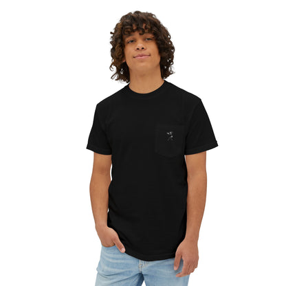 Pocket T-Shirt — Minimal Front Pocket Logo & Back Revolver Graphic Tee