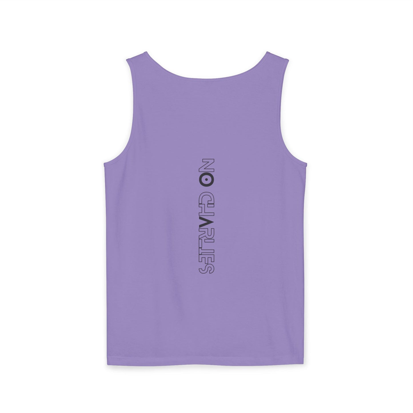 Stick Figure Shooter Tank Top — “No Charles” Graphic
