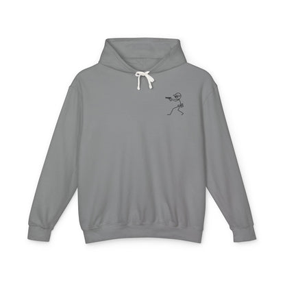 No Charlies Hoodie — Minimal Stick Figure Shooter Graphic Lightweight Hooded Sweatshirt