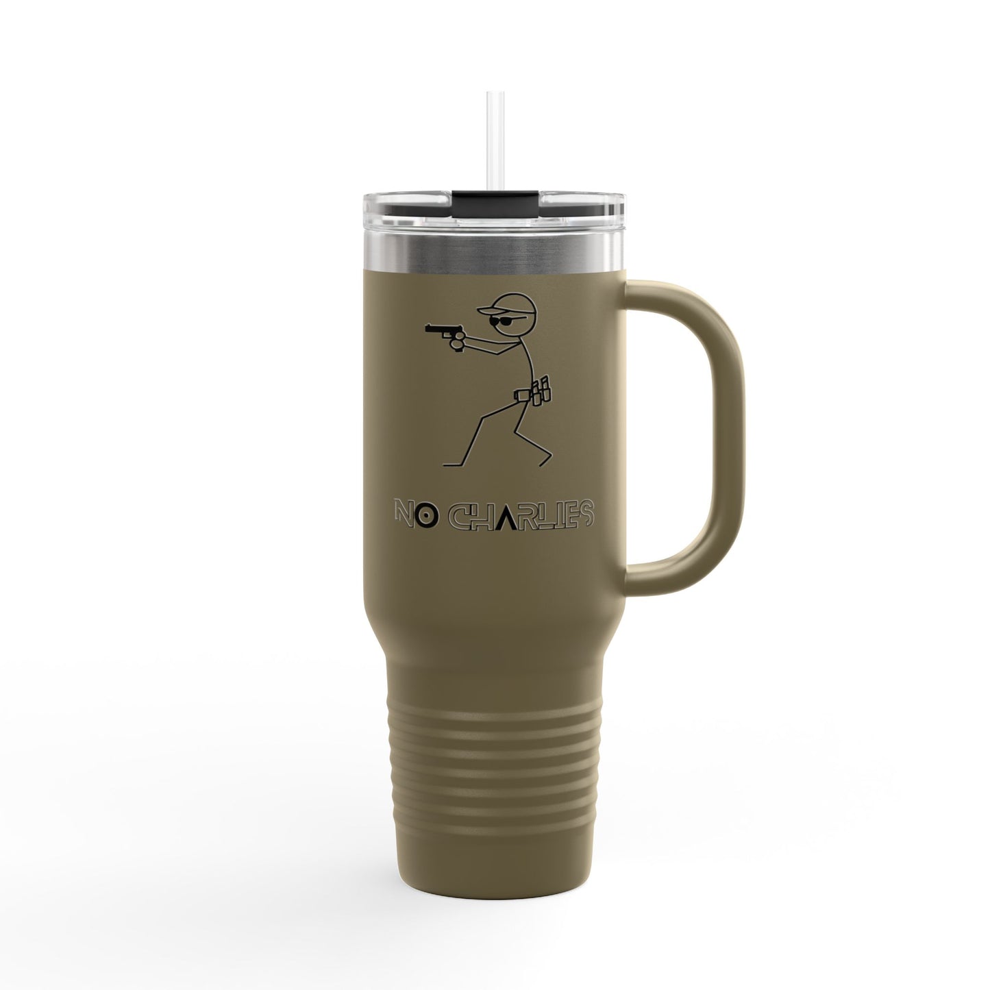 Insulated Travel Mug - 40oz with ‘No Charlies’ logo | Perfect for On-the-Go Coffee Lovers | Ideal Gift for Holidays & Celebrations