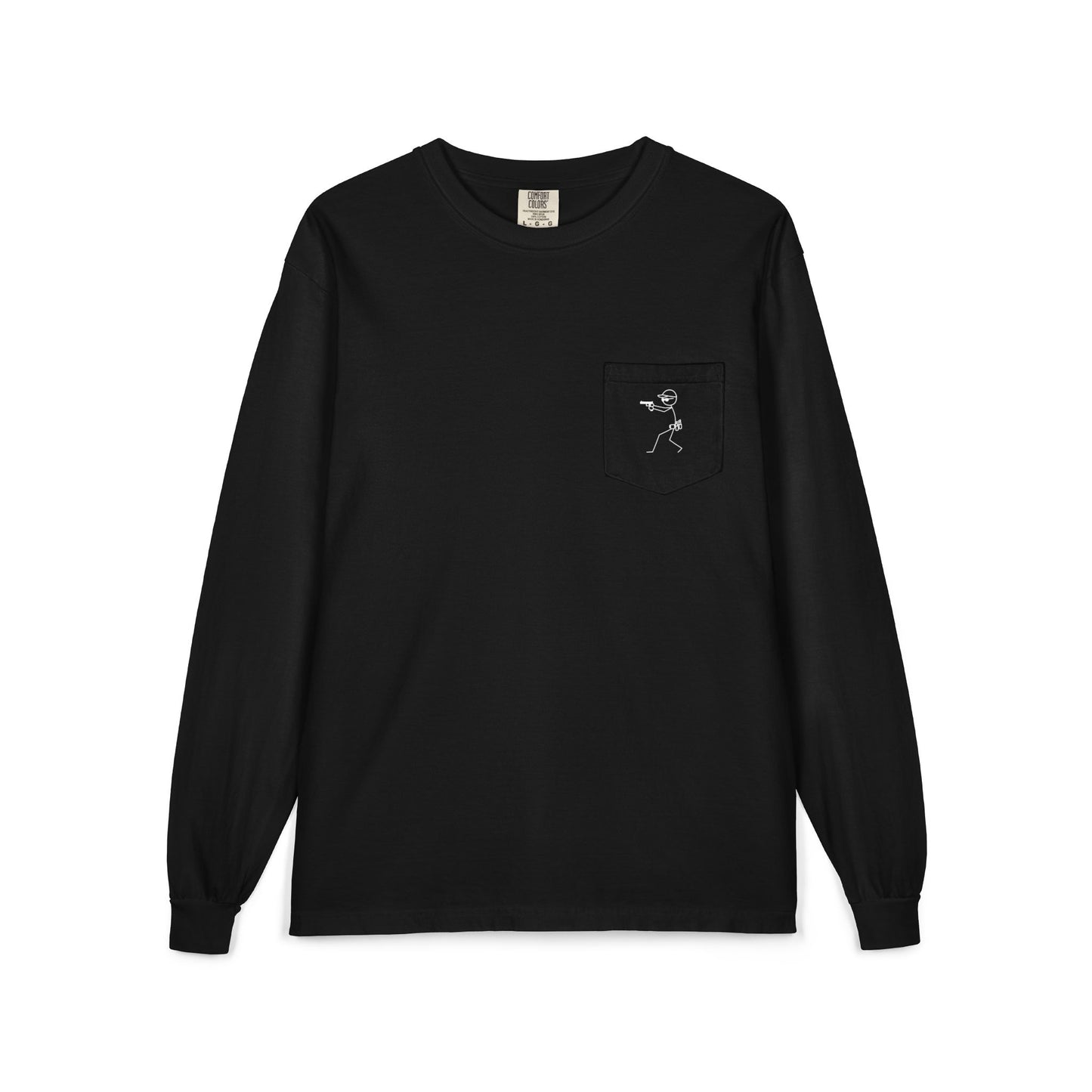 Graphic Pocket Long Sleeve Shirt — Minimal Gun Barrel Design