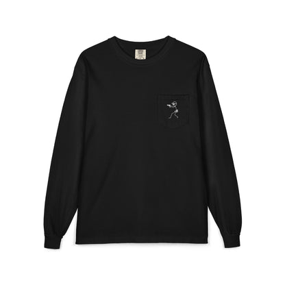 Graphic Pocket Long Sleeve Shirt — Minimal Gun Barrel Design
