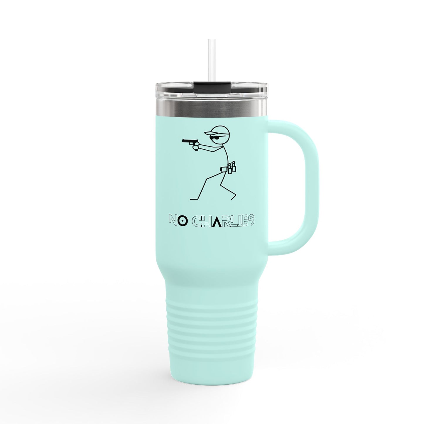 Insulated Travel Mug - 40oz with ‘No Charlies’ logo | Perfect for On-the-Go Coffee Lovers | Ideal Gift for Holidays & Celebrations