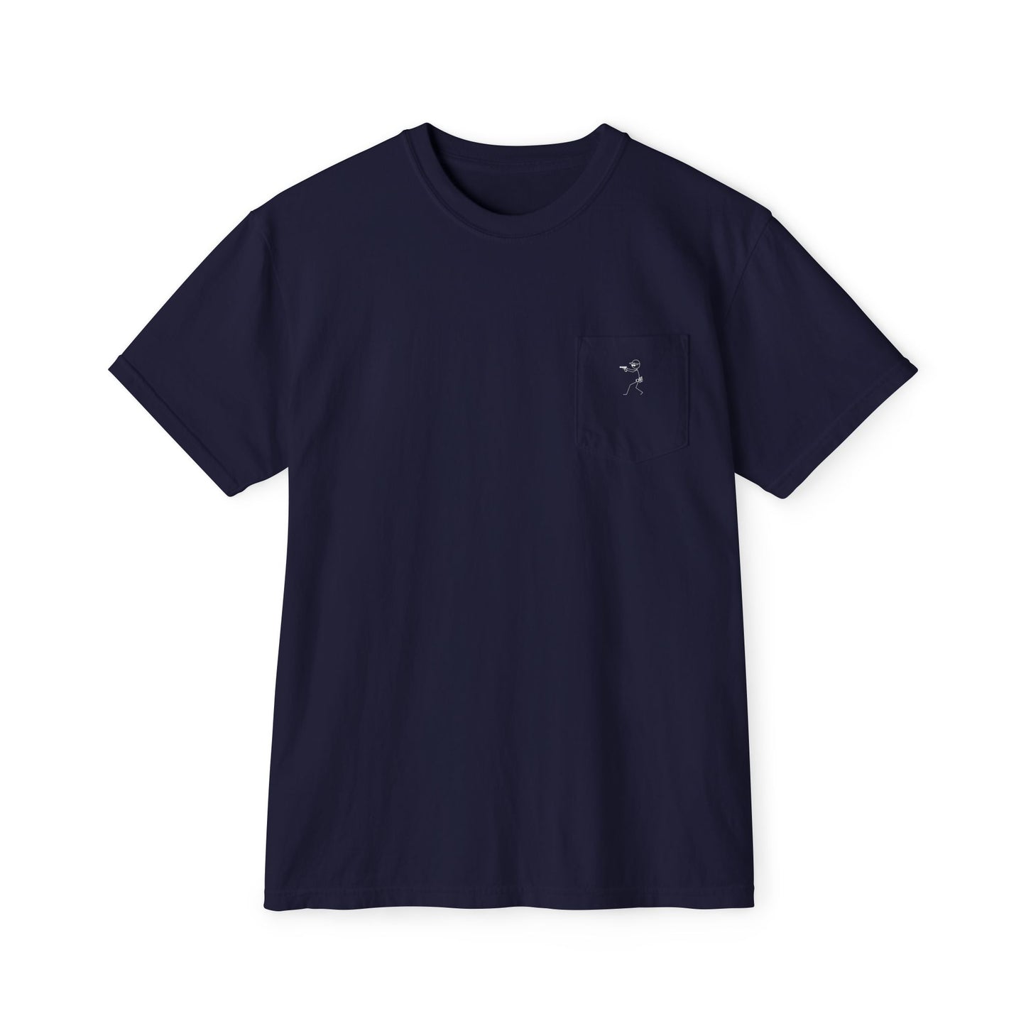 Pocket T-Shirt — Minimal Front Pocket Logo & Back Revolver Graphic Tee