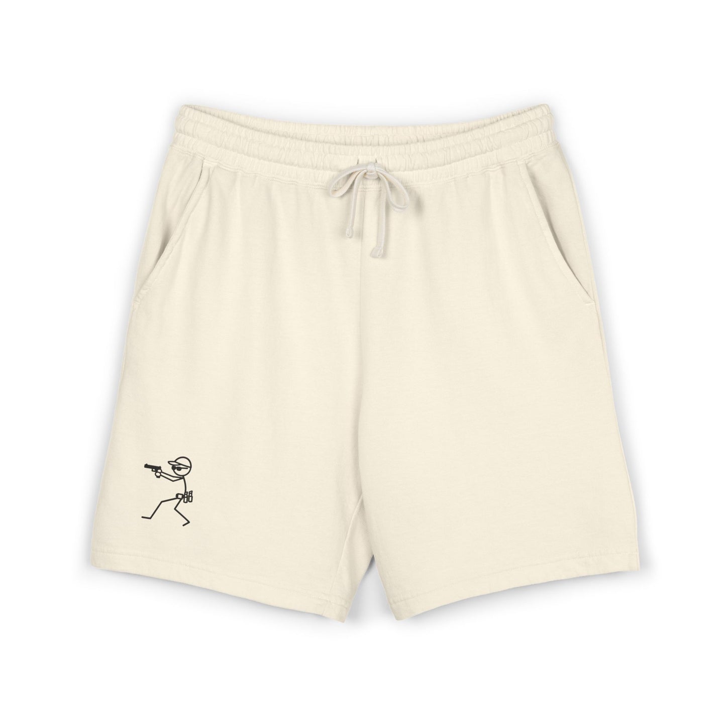 Fleece Sweat Shorts — Minimal Stick Figure Surfing Graphic