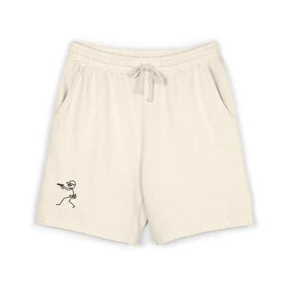 Fleece Sweat Shorts — Minimal Stick Figure Surfing Graphic