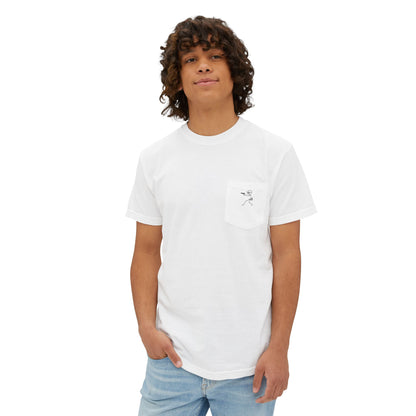 Pocket T-Shirt — Minimal Front Pocket Logo & Back Revolver Graphic Tee