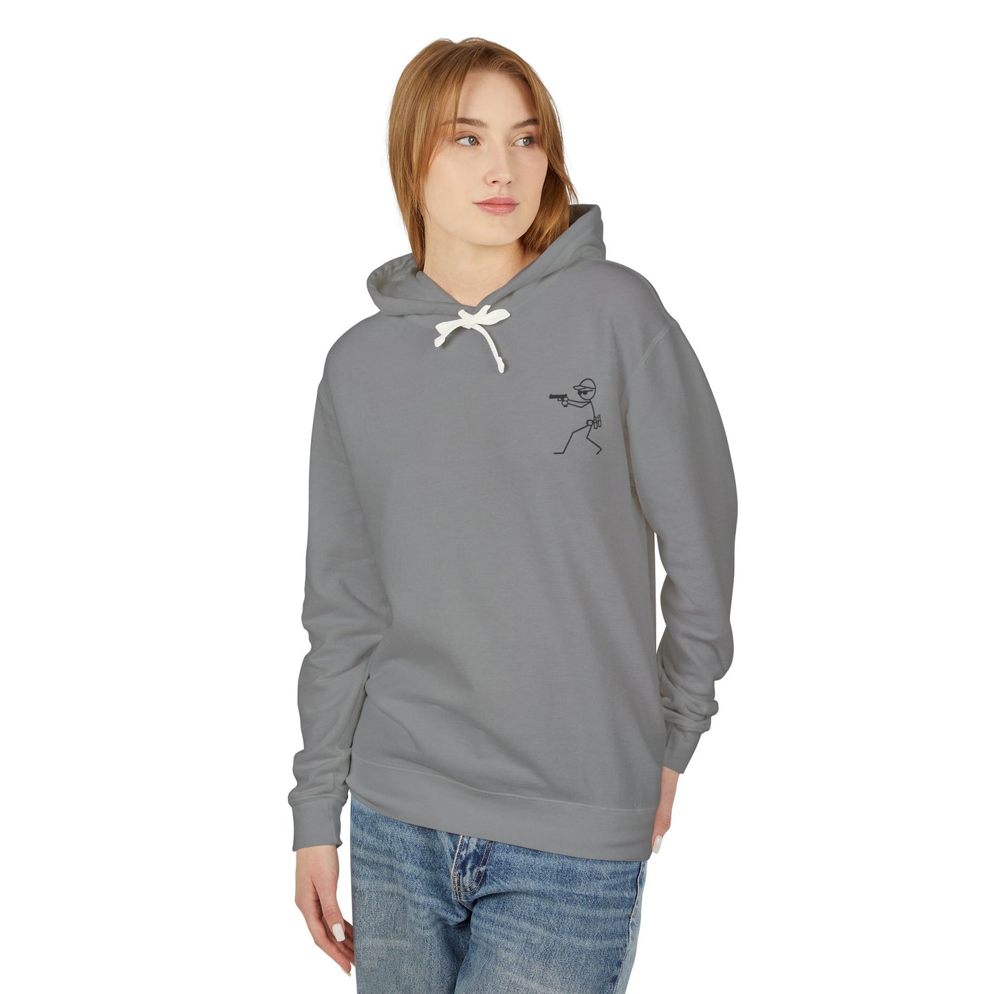 Distressed American Flag Hoodie with Tactical Stick Figure Accent