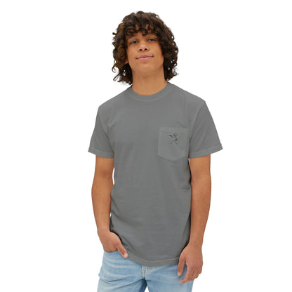 Pocket T-Shirt — Minimal Front Pocket Logo & Back Revolver Graphic Tee