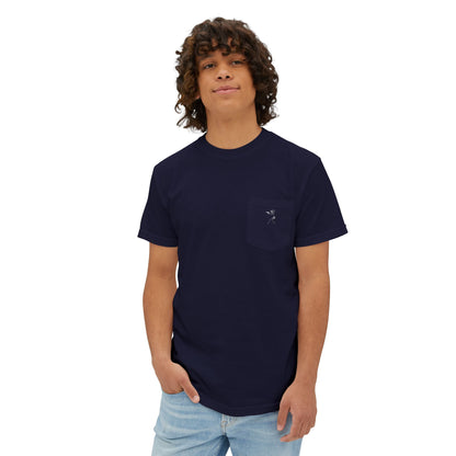 Pocket T-Shirt — Minimal Front Pocket Logo & Back Revolver Graphic Tee