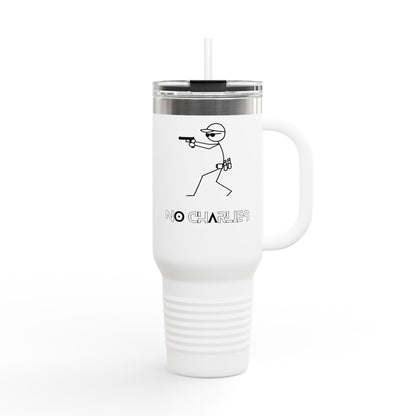 Insulated Travel Mug - 40oz with ‘No Charlies’ logo | Perfect for On-the-Go Coffee Lovers | Ideal Gift for Holidays & Celebrations
