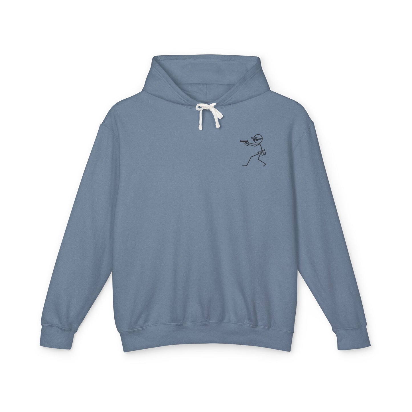 Distressed American Flag Hoodie with Tactical Stick Figure Accent