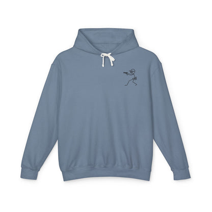 Distressed American Flag Hoodie with Tactical Stick Figure Accent
