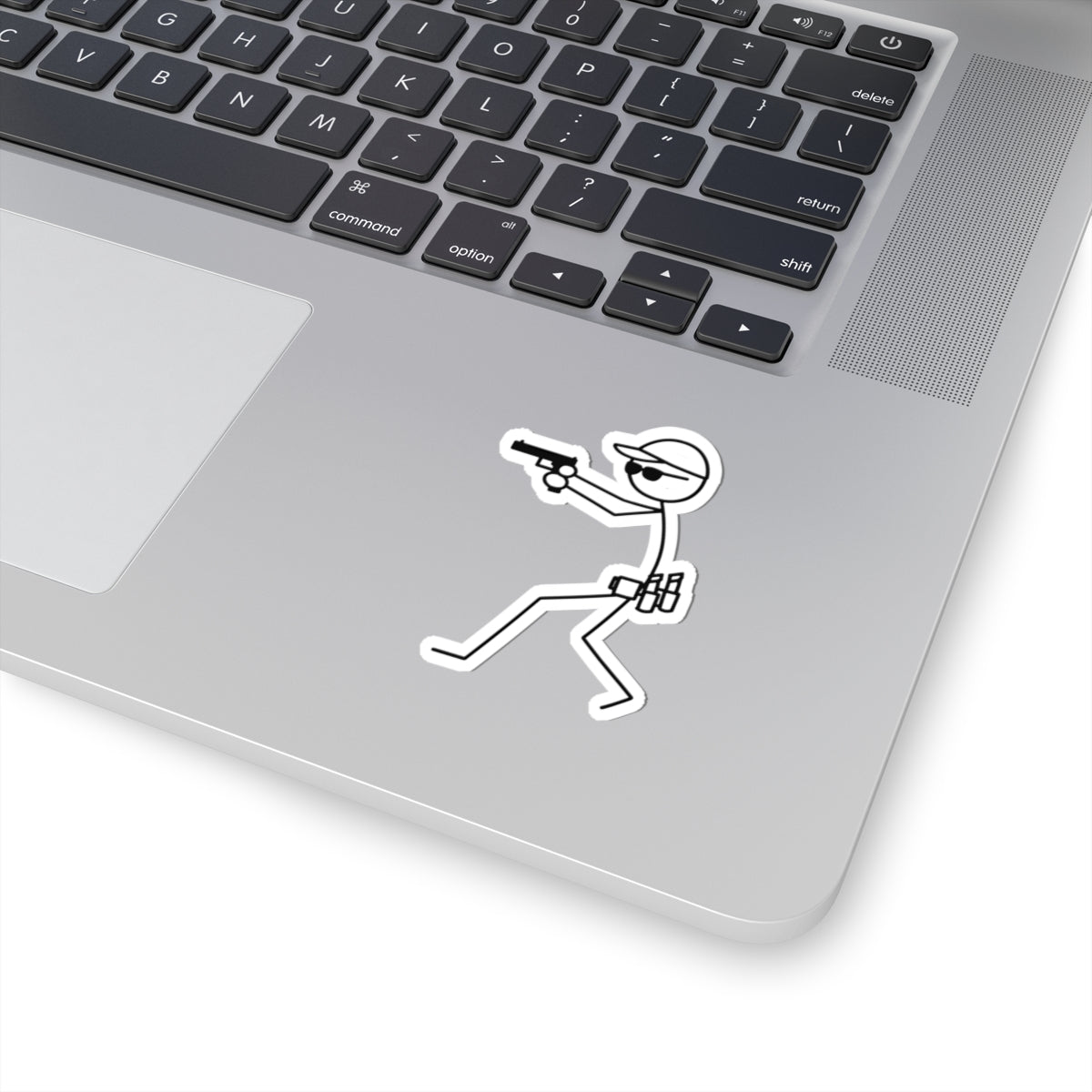 Minimalist Shooting Man Silhouette Kiss-Cut Sticker - Perfect for Gun Enthusiasts