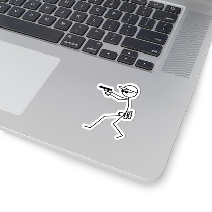 Minimalist Shooting Man Silhouette Kiss-Cut Sticker - Perfect for Gun Enthusiasts