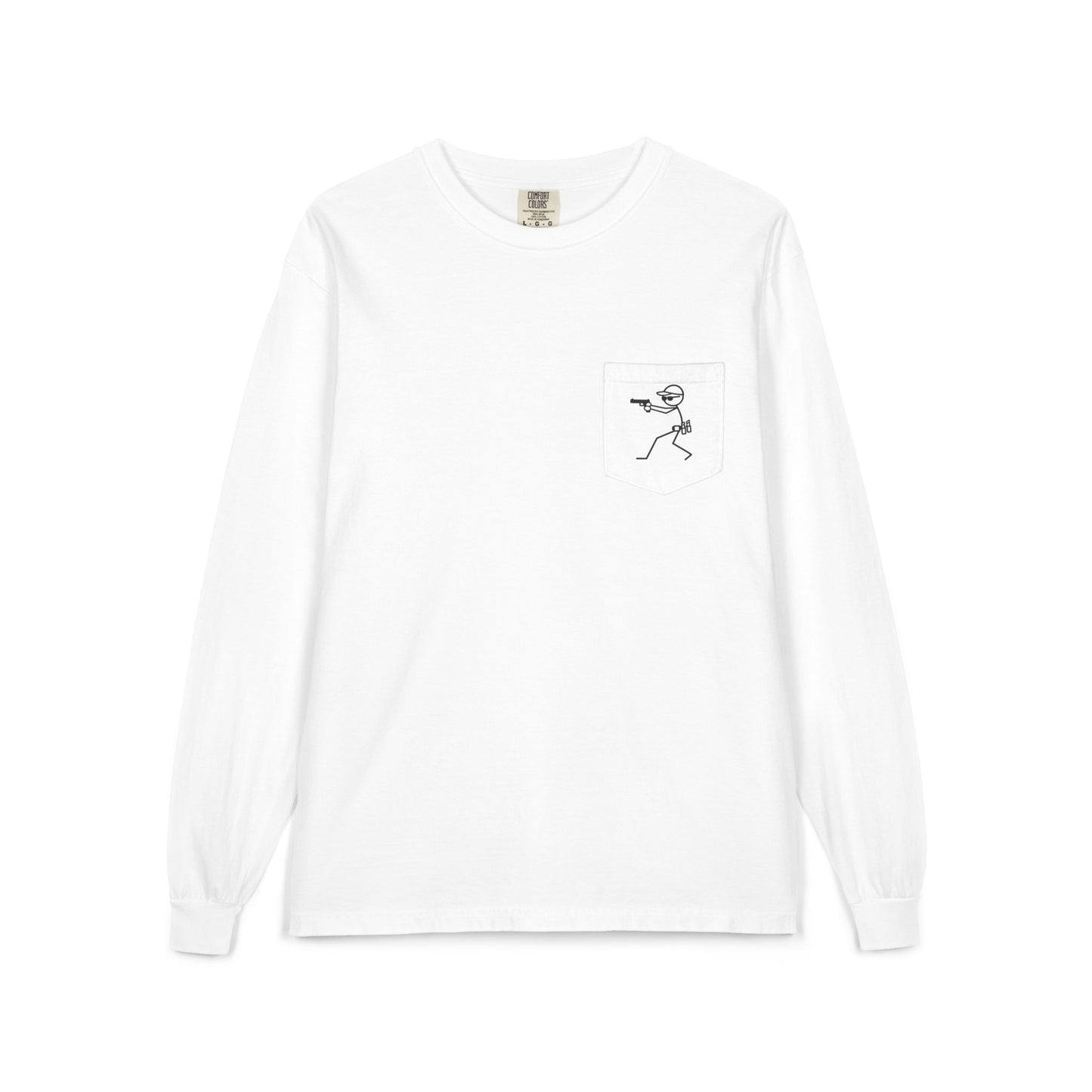 Graphic Pocket Long Sleeve Shirt — Minimal Gun Barrel Design