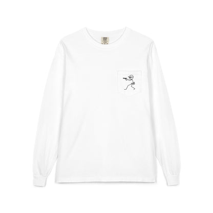Graphic Pocket Long Sleeve Shirt — Minimal Gun Barrel Design