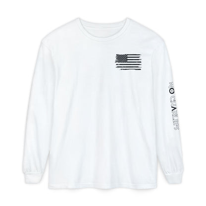 Stick Figure Shooter Long Sleeve T-Shirt — Minimalist American Flag Design
